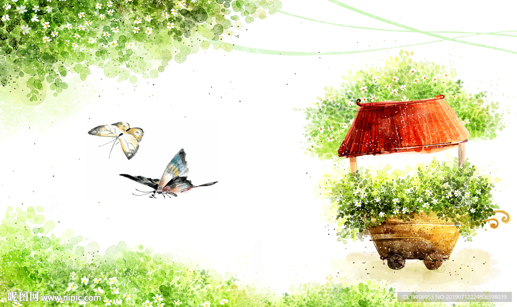 卡通梦幻儿童房背景墙