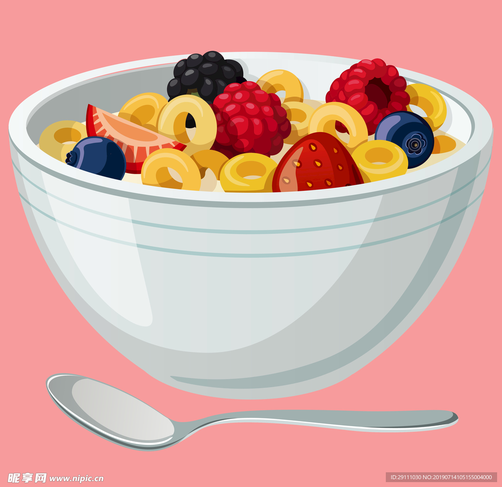 高清水果沙拉食物矢量