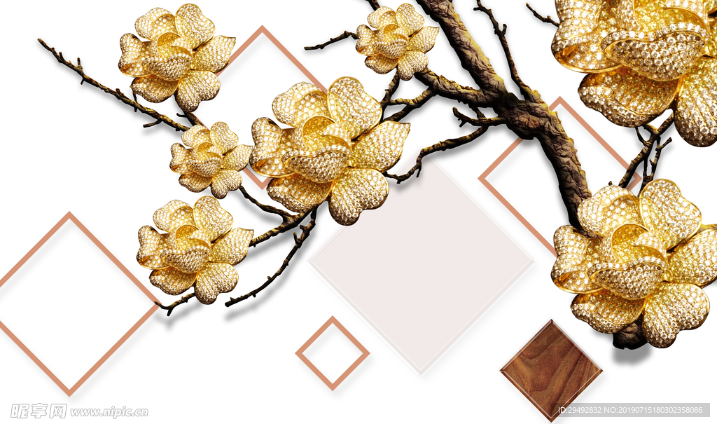 珠宝玫瑰背景墙