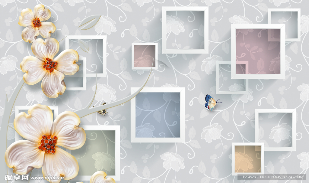 立体花卉背景墙