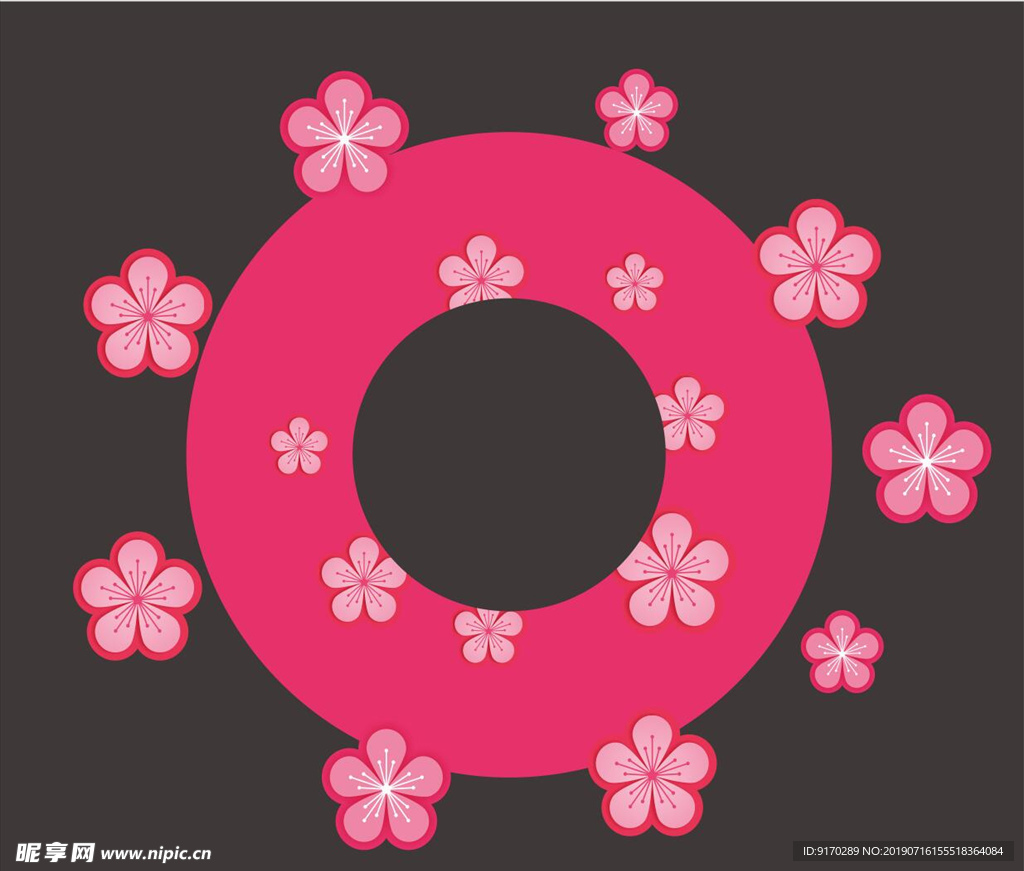 樱花 粉色 手绘 线条 简笔画