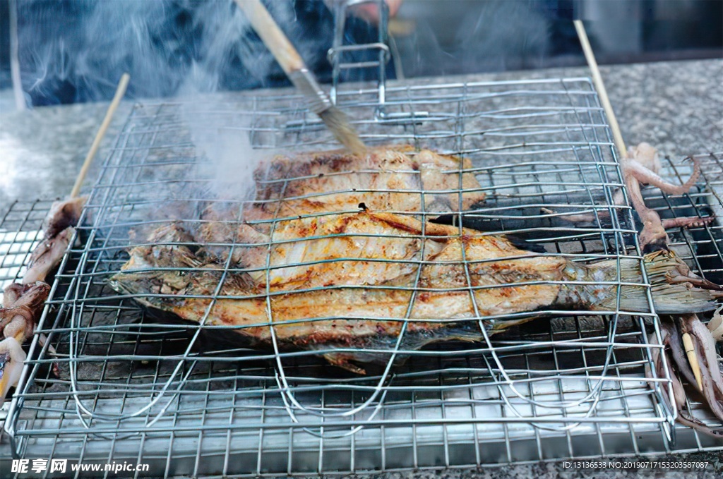 纸包鱼 烤鱼 摄影 作品 烧烤