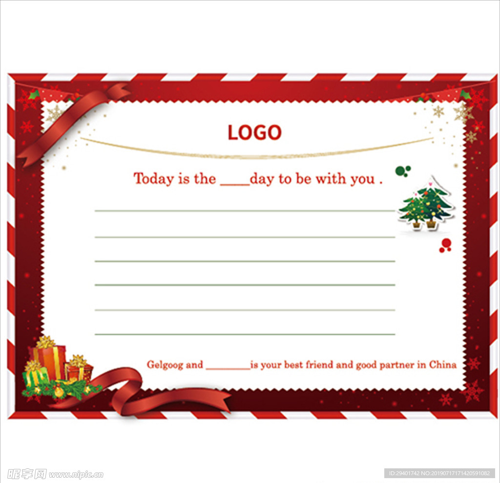 圣诞节节日红色过年祝福贺卡