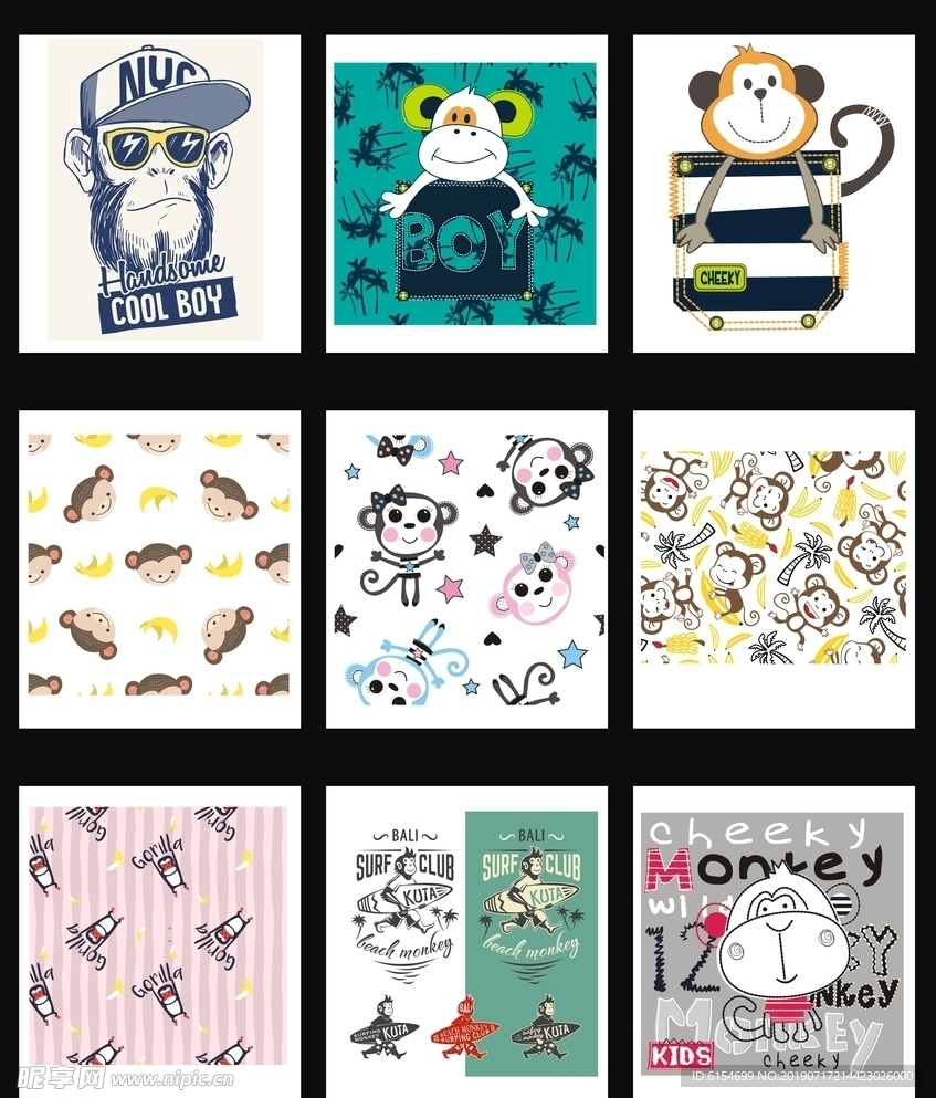 创意卡通动漫猴子猩猩组合