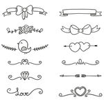 手绘花边蝴蝶结爱心小花