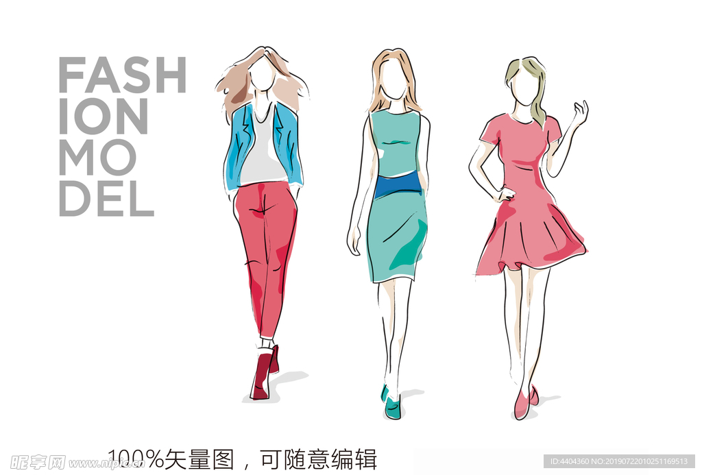 彩绘时装模特矢量