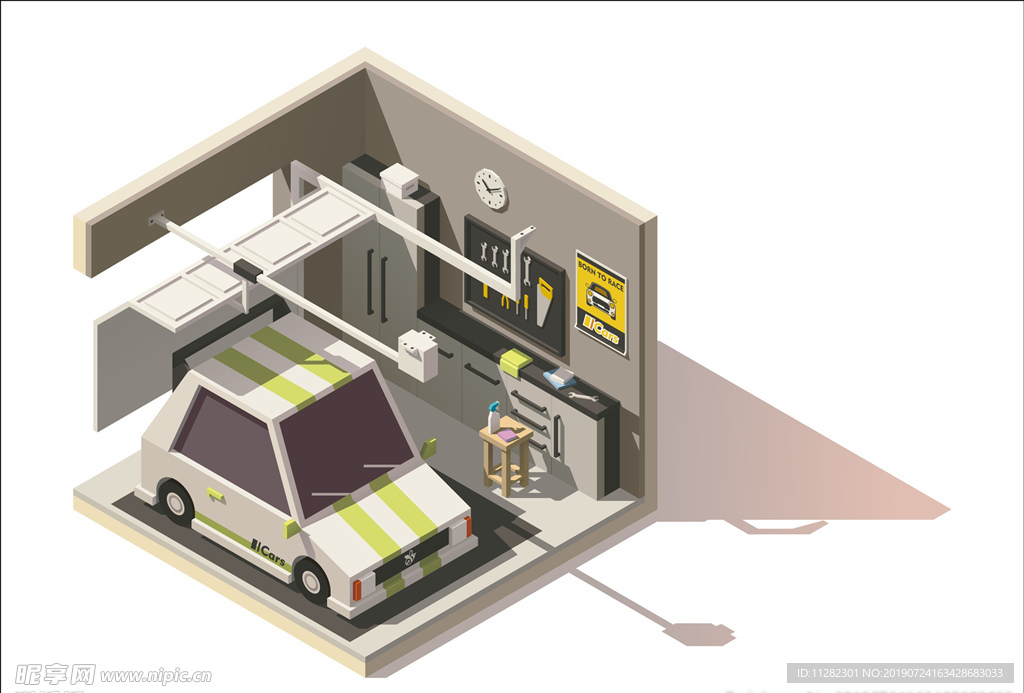 汽车维修店剖面图