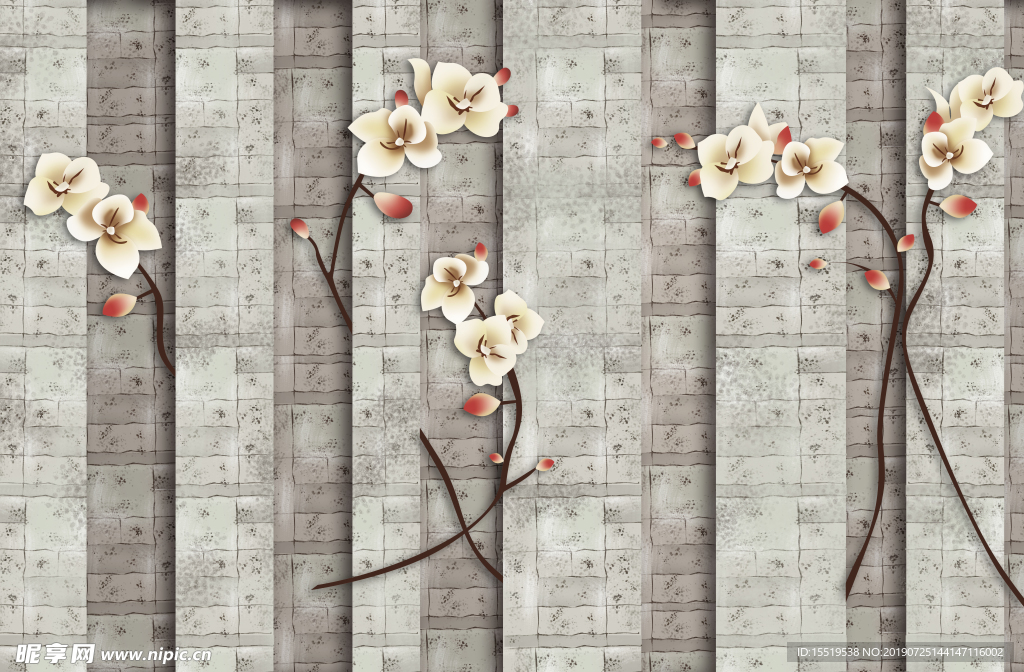 北欧现代简约 手绘花