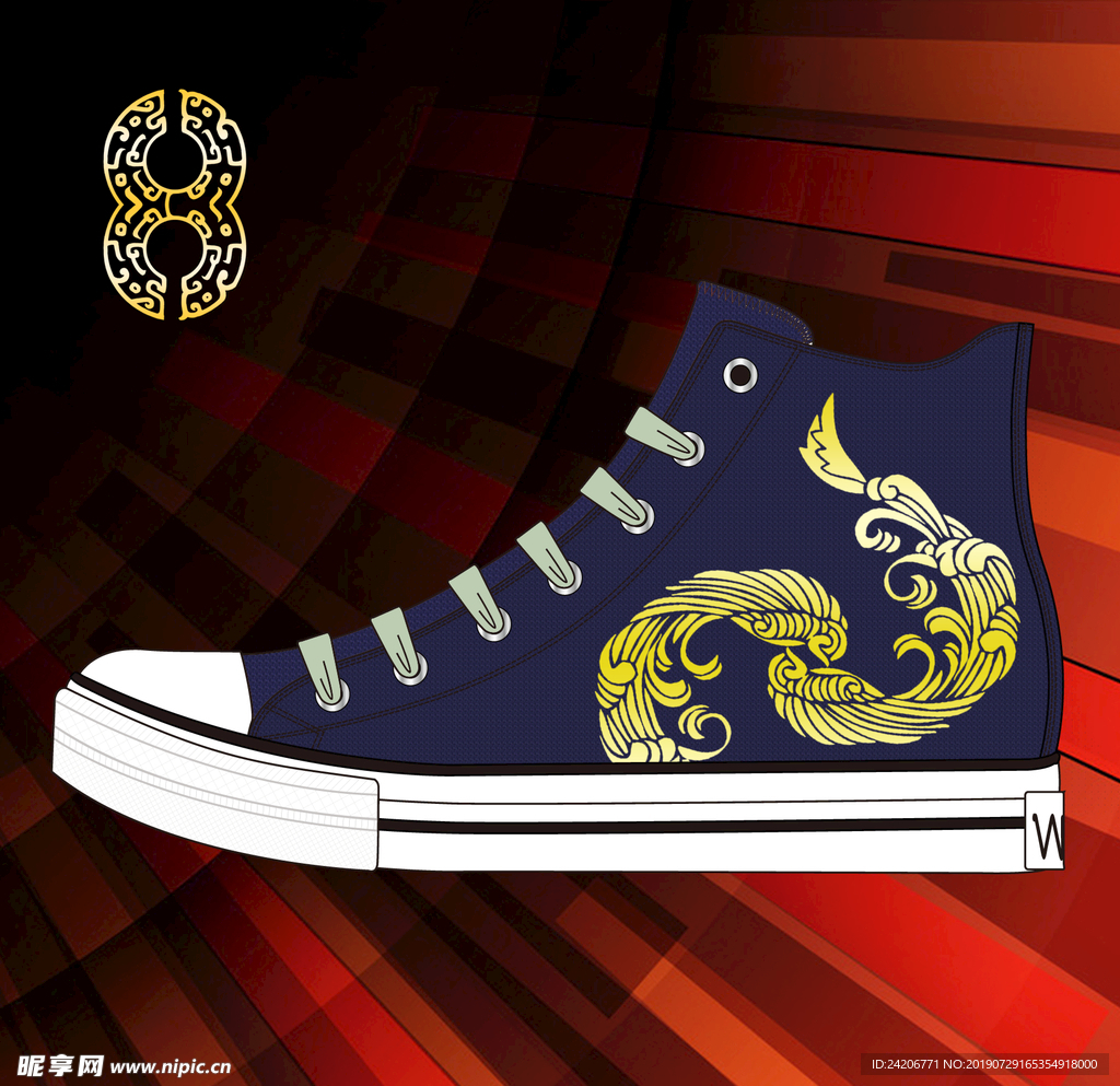 中国风高帮板鞋-古典图案22