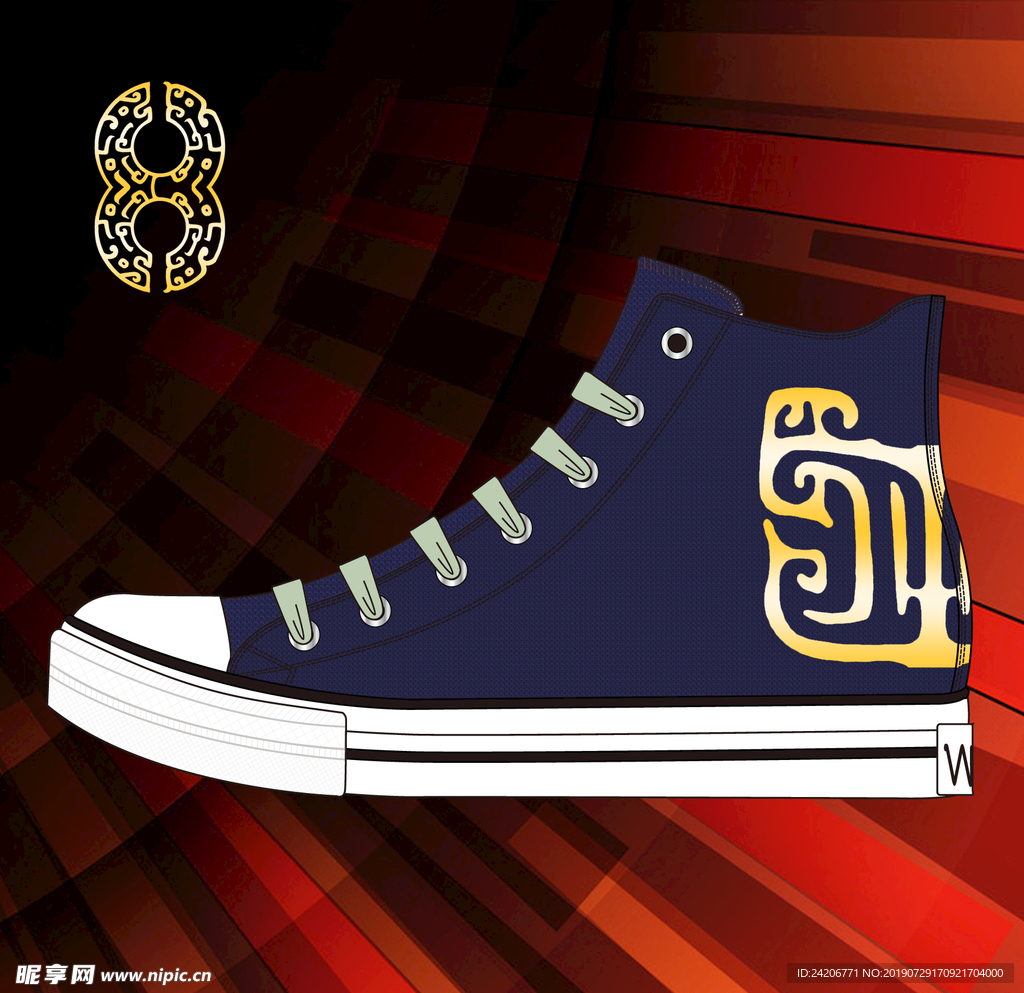 中国风高帮板鞋-古典图案04