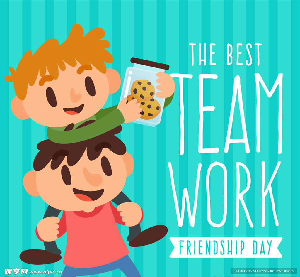 卡通友谊日2个男孩