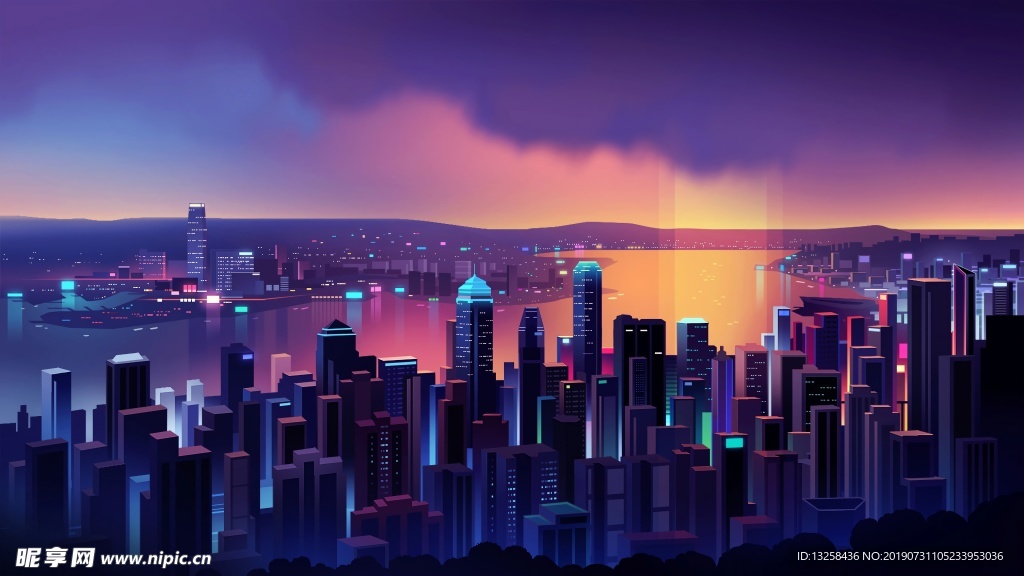 彩色城市插画背景