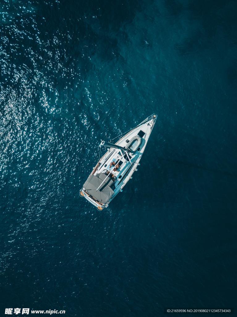 大海 孤舟  鸟瞰海面  海面