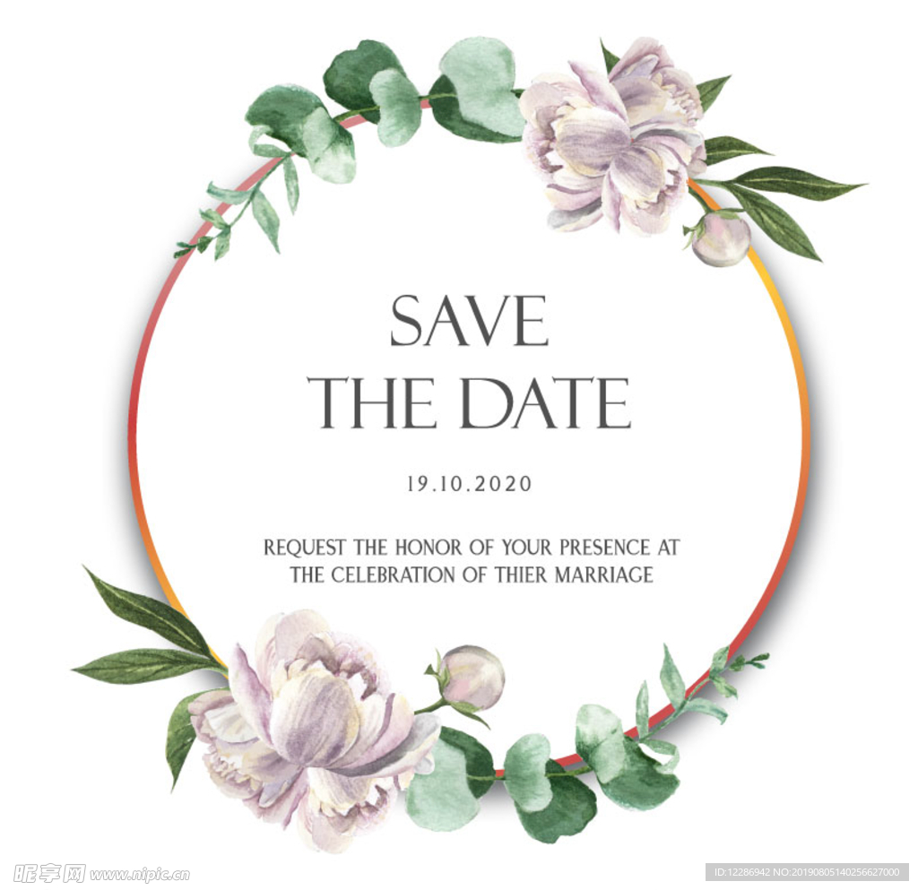 手绘植物花卉花圈背景