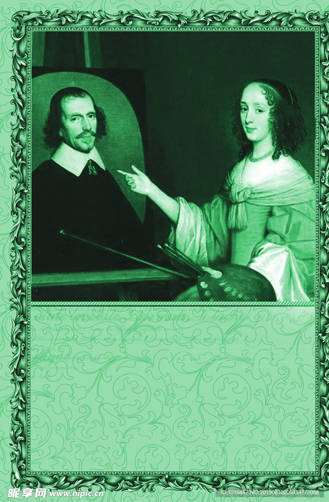 旧照片 相框 油画 人物