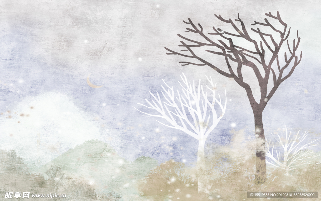 电视背景墙 树林