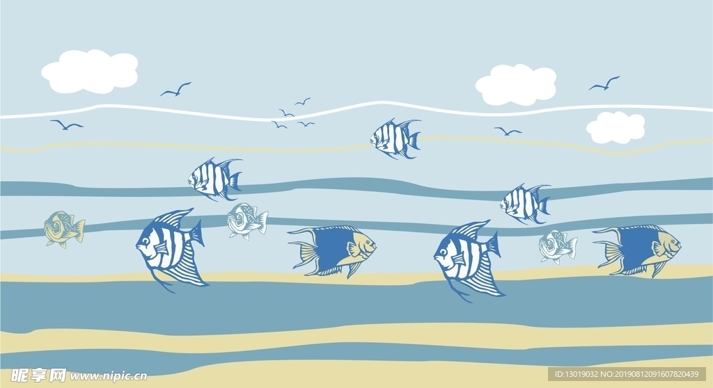 沙滩鱼地中海美式