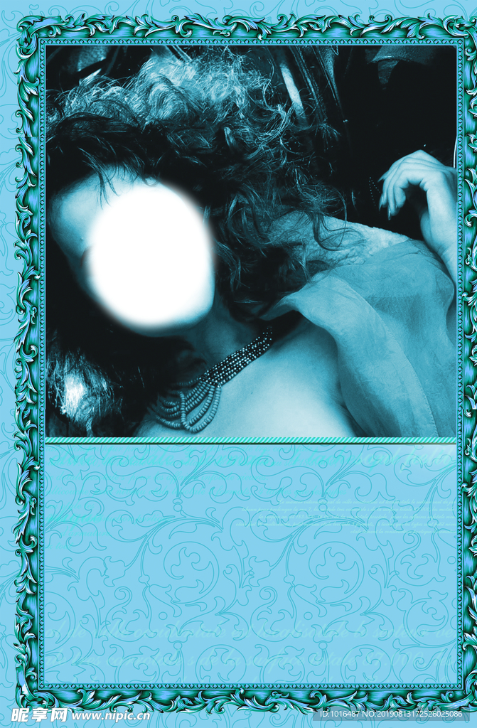 旧照片 人物 美女 画框 花纹