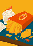 薯条冰激凌休闲食品卡通手绘图