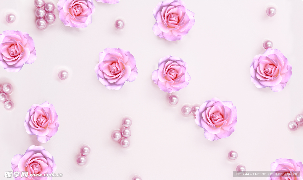 玫瑰花珍珠电视背景墙