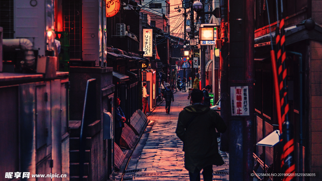 国外街道城市夜景灯光