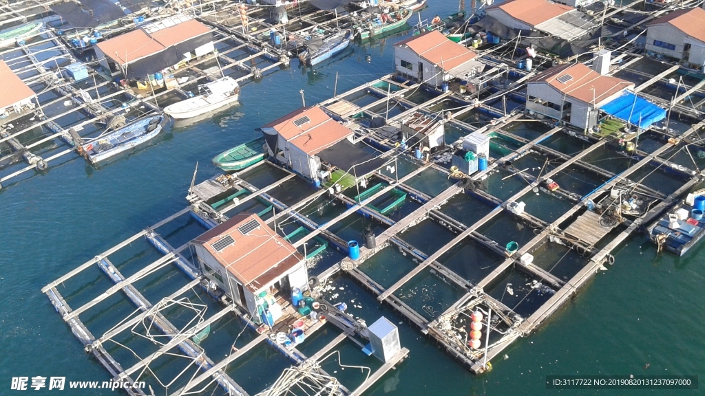 空中 海景 渔村 大海 海面