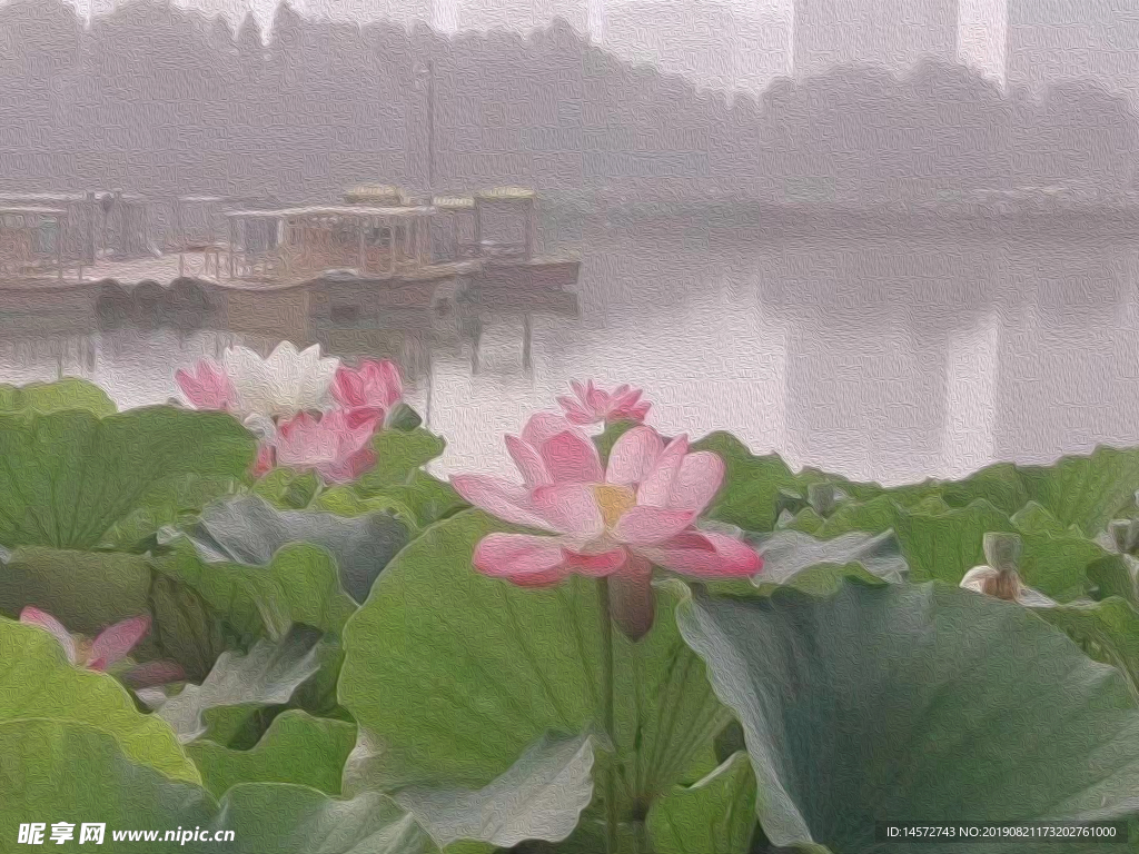 隋唐植物园荷花景色摄影图