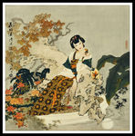 工笔水墨国画仕女图