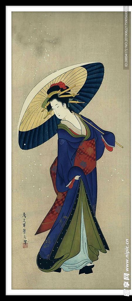 工笔水墨国画仕女图