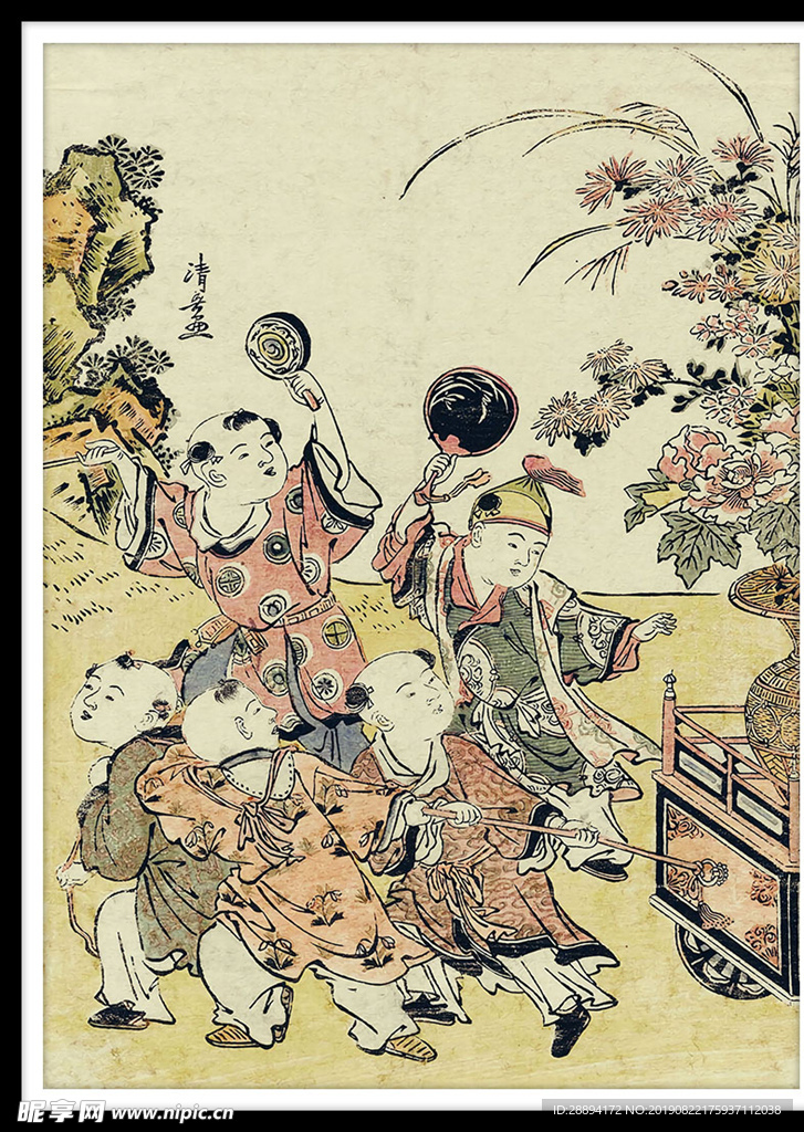 工笔水墨国画仕女图