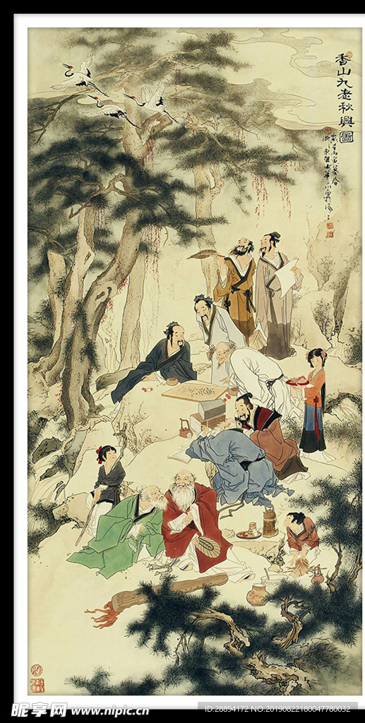 工笔水墨国画仕女图