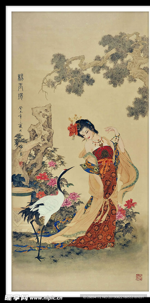 工笔水墨国画仕女图