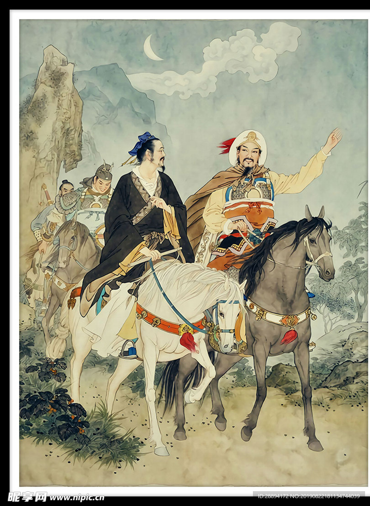 工笔水墨国画古代将军图