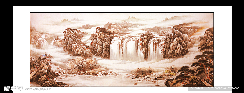 江山如画山水画国画中式装饰画