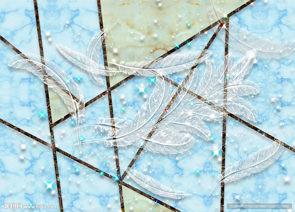 北欧简约时尚羽毛背景墙