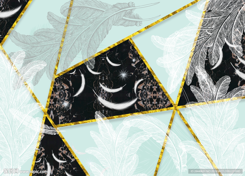 北欧简约时尚羽毛背景墙