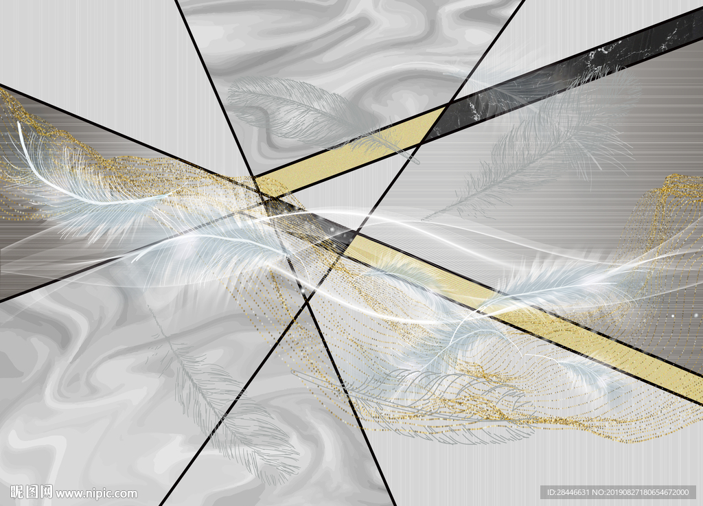 北欧简约时尚羽毛背景墙