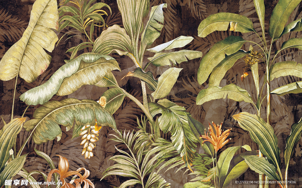 北欧风情雨林背景墙图片