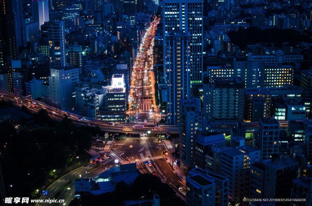 城市夜景街道交通灯光