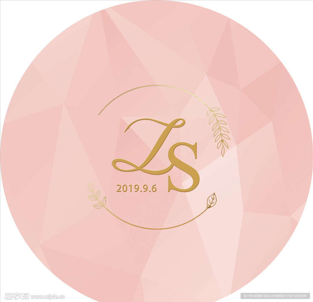 粉色背景婚礼logo