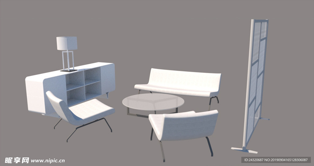 现代休息室屏风SU模型