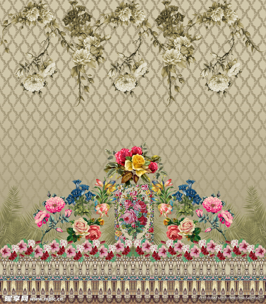 方巾 丝巾 女装图案 数码印花