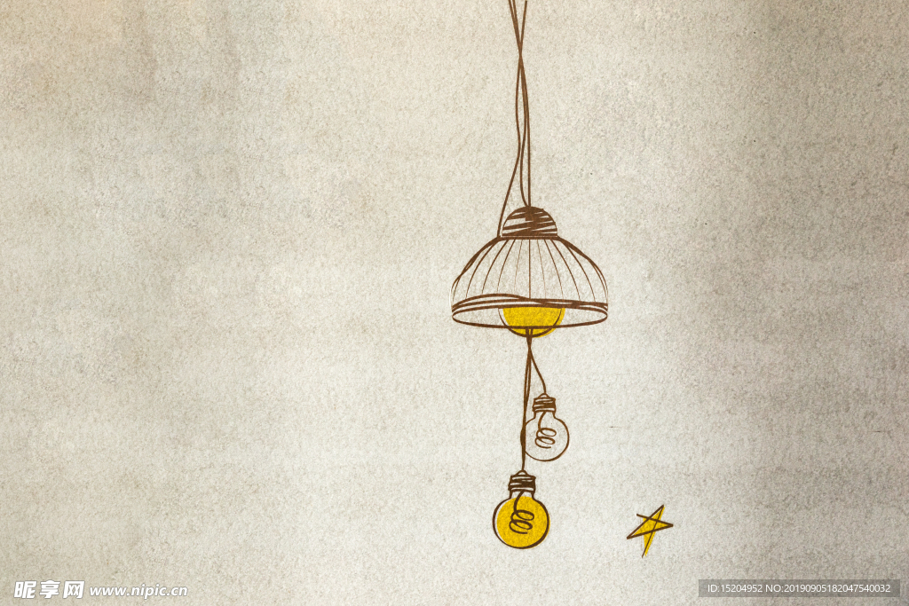 创意灯泡简笔素描背景