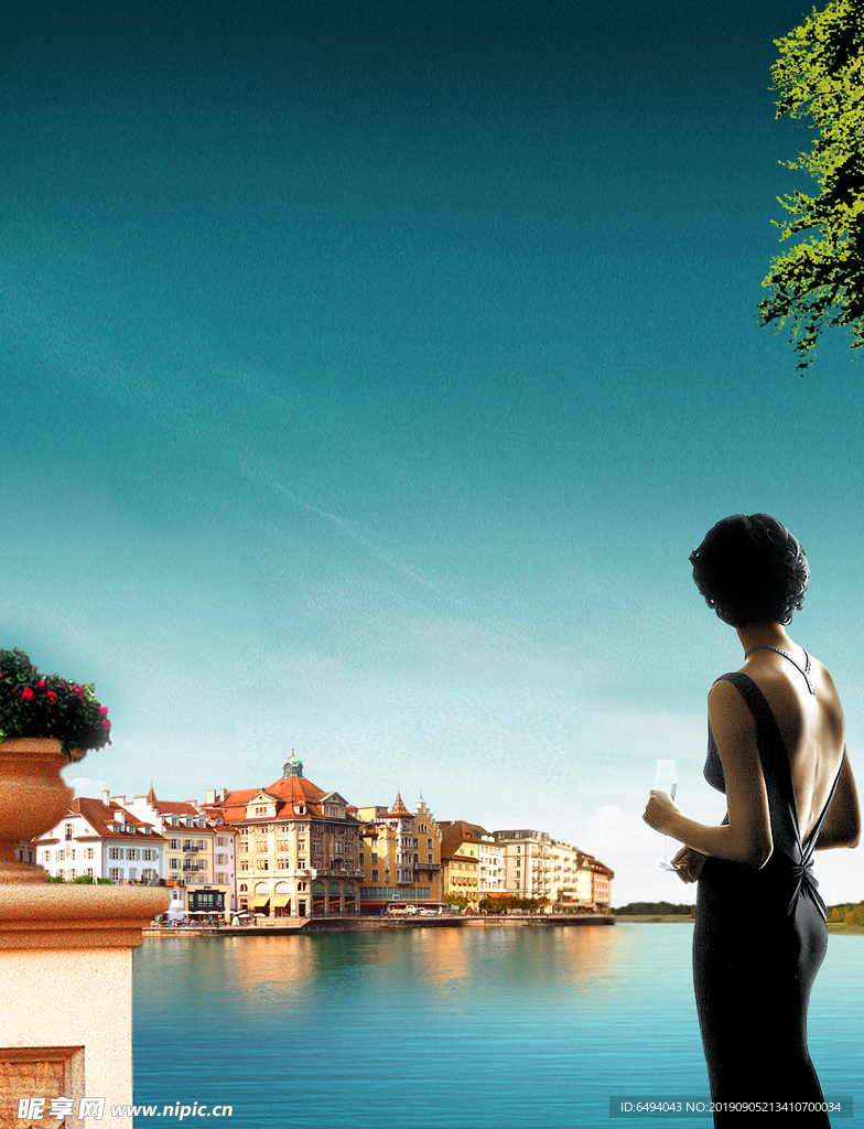 美女背影楼盘广告