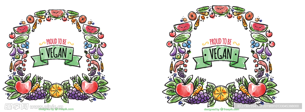 手绘水彩画满蔬菜背景