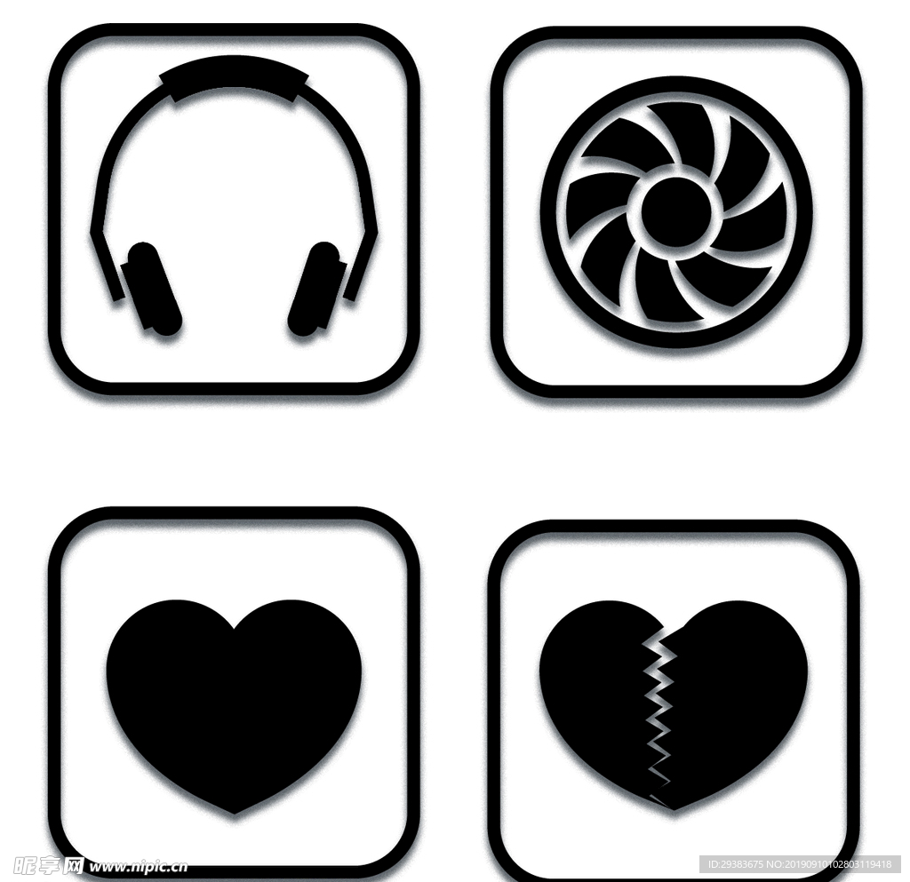 耳机风扇爱心矢量AI制作