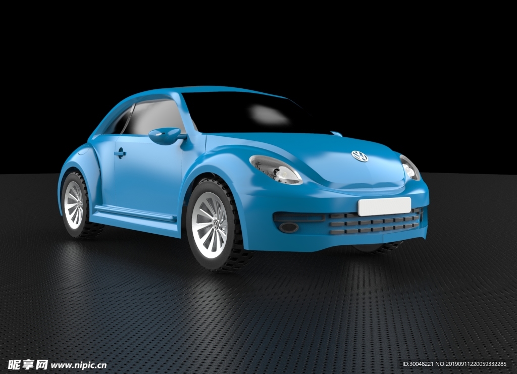 蓝色汽车渲染图