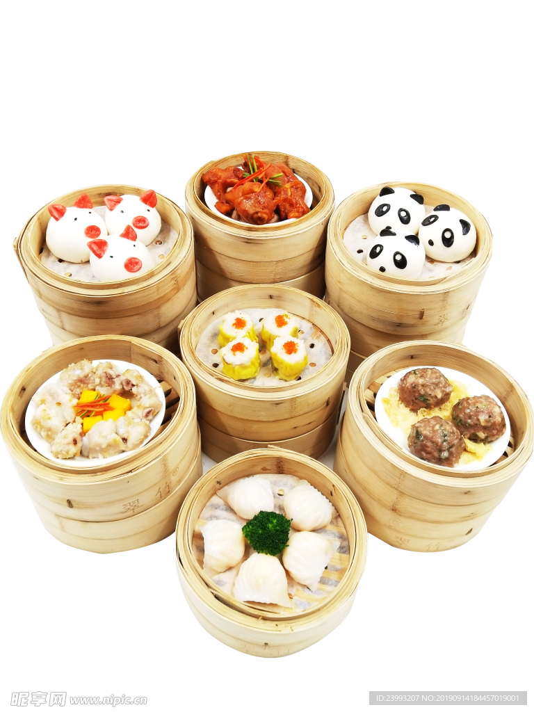 美食早餐早茶点心图猪仔包虾饺皇