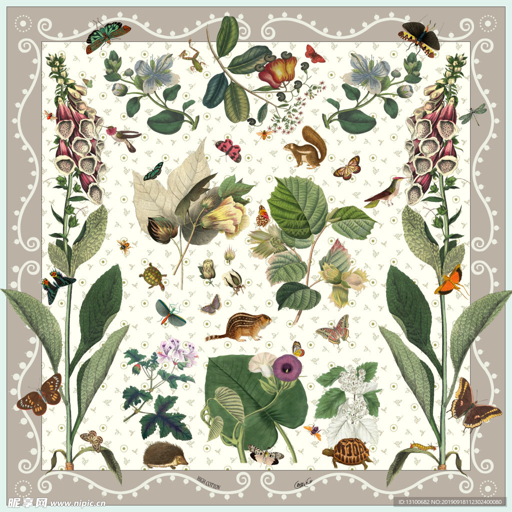 方巾 丝巾 女装图案 数码印花