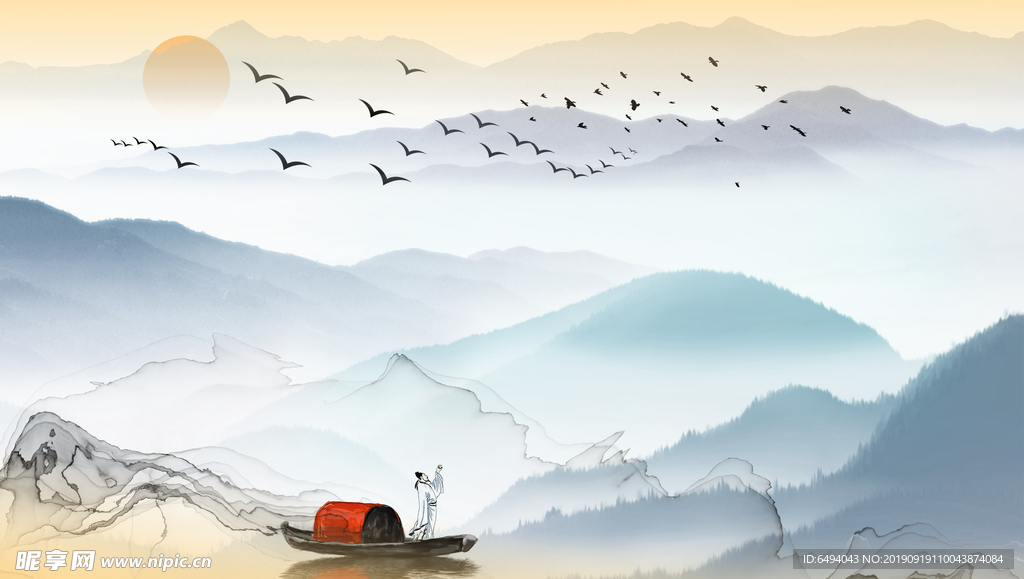 山水中国画背景板